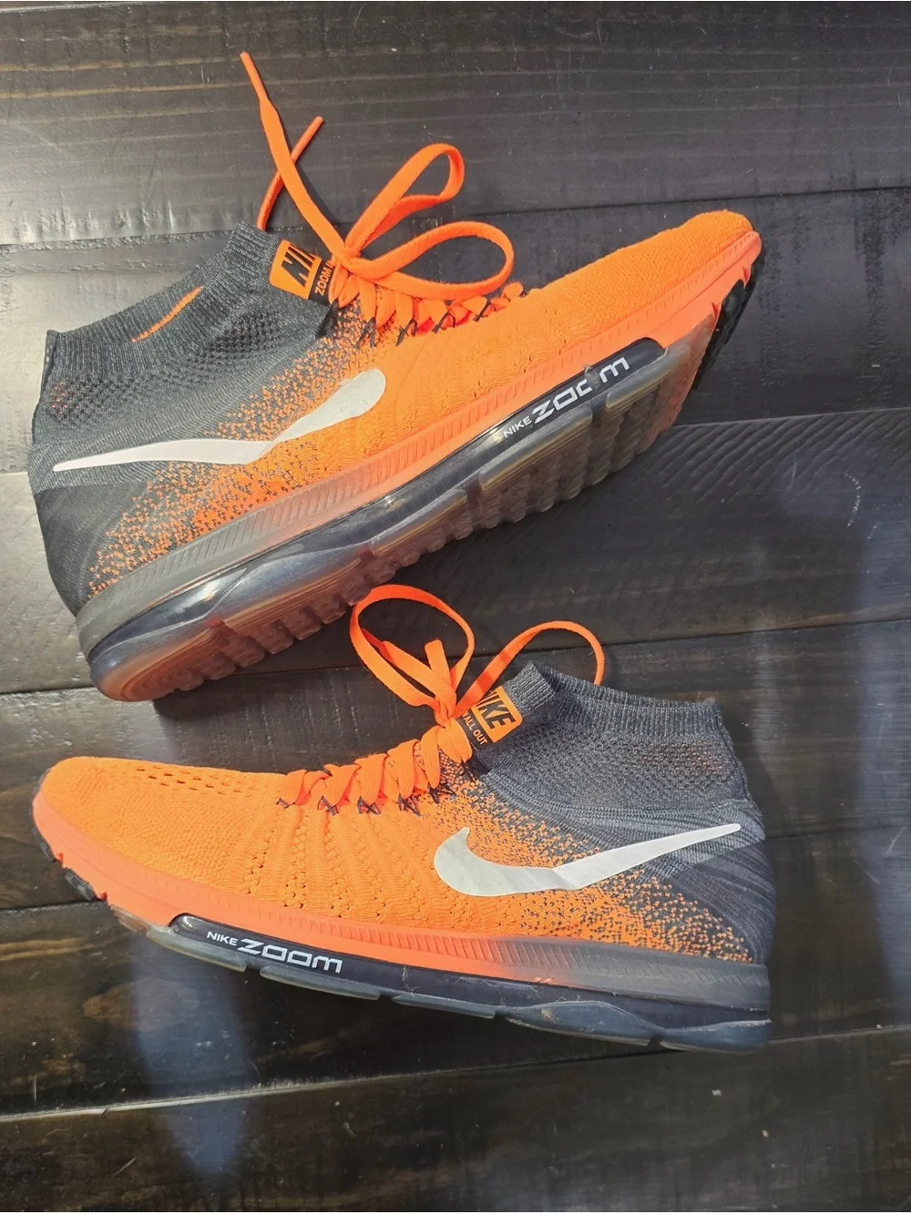 Nike Flyknit Zoom High-Top Sneakers - Orange & Gray
